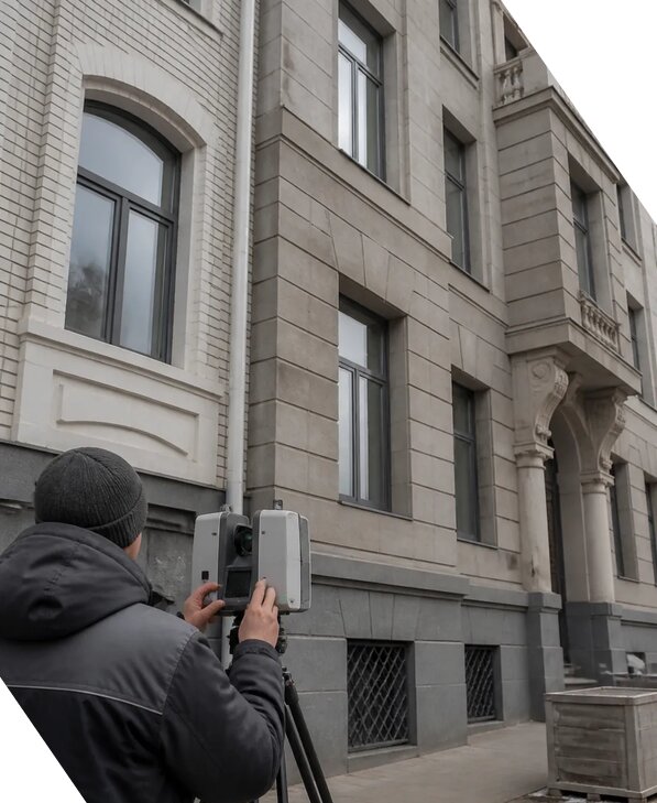 Лазерное сканирование фасадов зданий для обследования в Мегионе